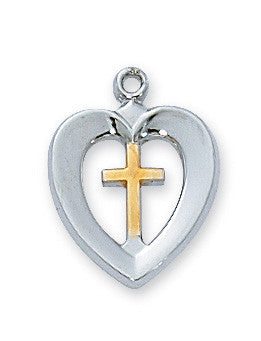 Cross with heart shops pendant