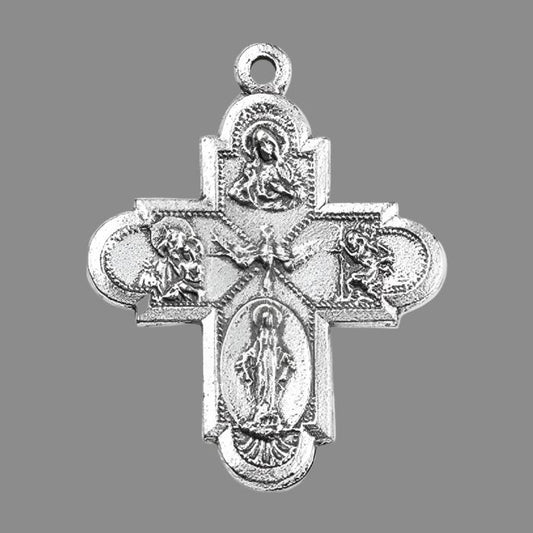 Four Way Cruciform Medal in Antique Silver Finish 1 1/8"