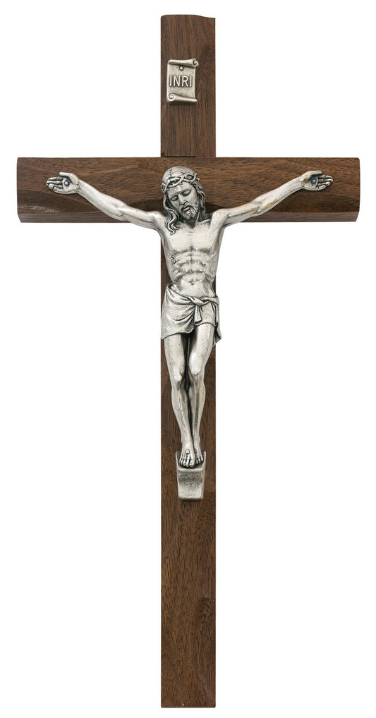 Walnut Crucifix 10"