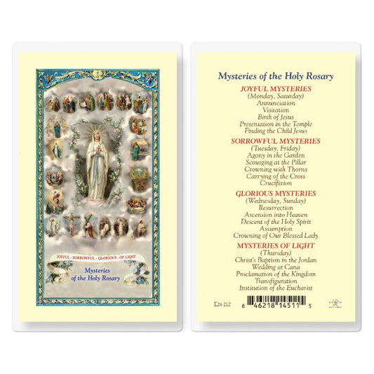 Mysteries Of The Rosary Holy Card