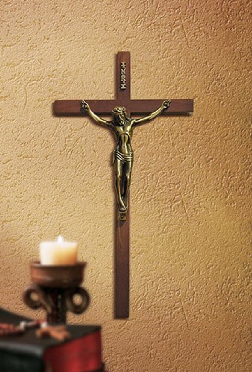 Walnut Finish Wall Crucifix