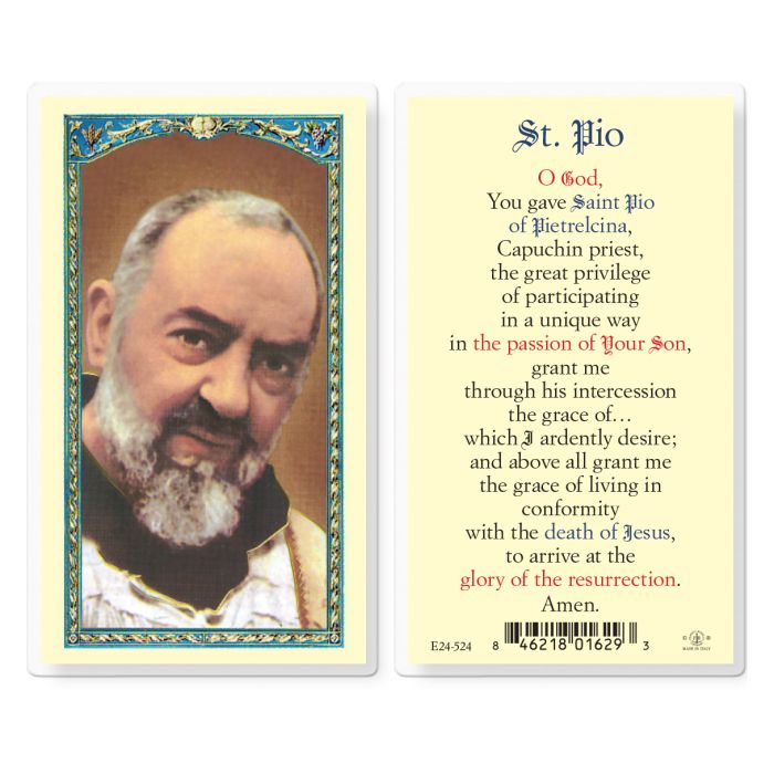 St. Pio Laminated Holy Card