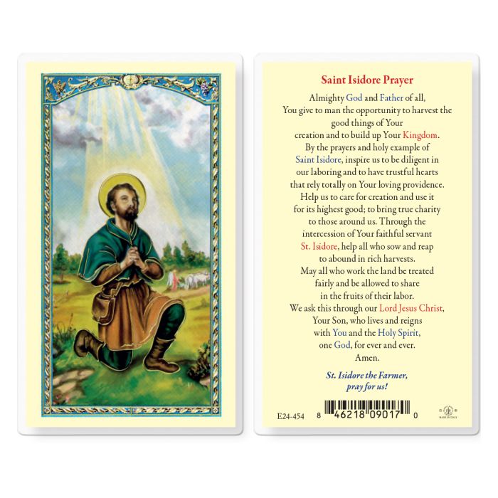 Saint Isidore Prayer Laminated Holy Card