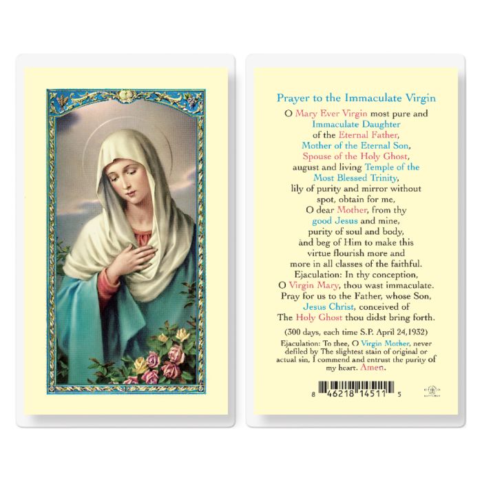 Prayer to the Immaculate Virgin Laminated Holy Card