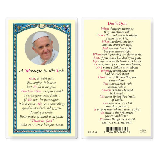 Pope Francis Prayer Card - A Message to the Sick