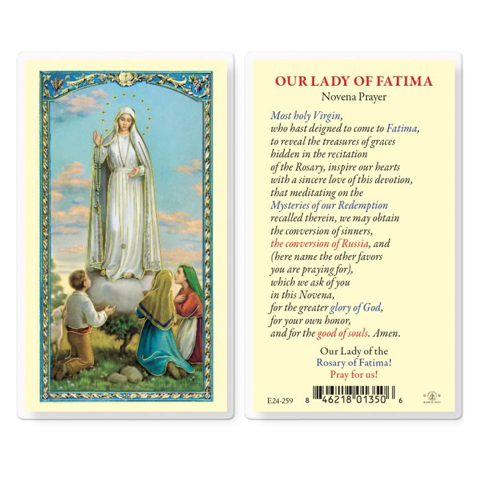 Our Lady of Fatima Laminated Holy Card