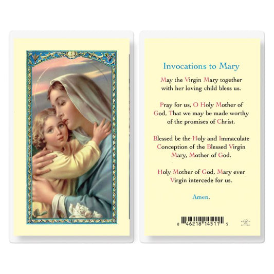 Invocations to Mary Laminated Holy Card