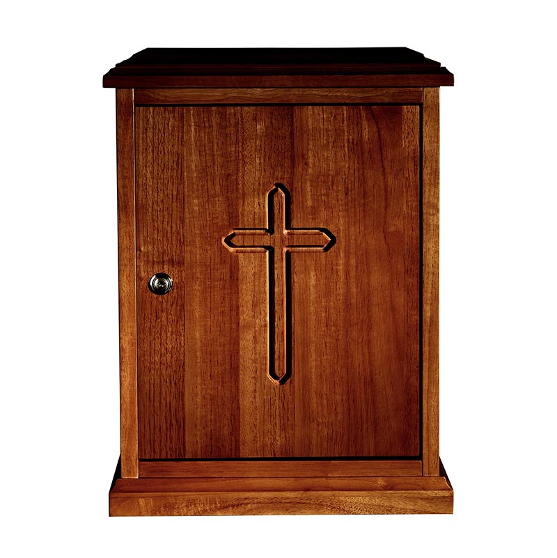 Plain Cross Wood Tabernacle - Walnut