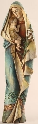 Madonna And Child With Lily Statue - 13"