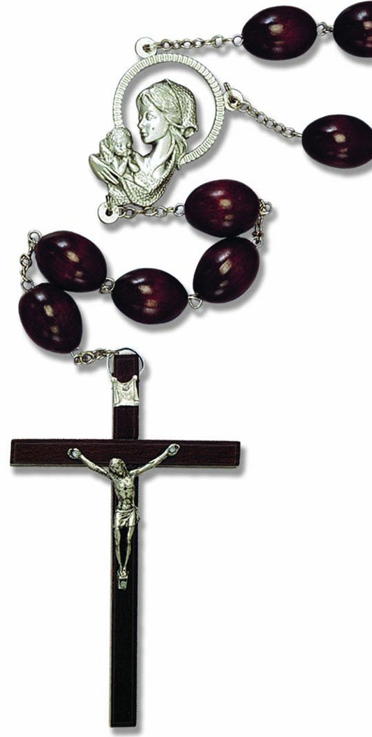 Wood Bead Wall Rosary 70cm