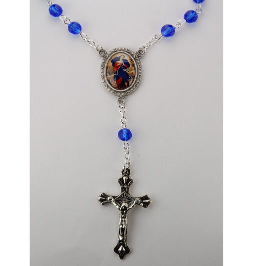 Sapphire Our Lady Undoer Of Knots Auto Rosary 6mm