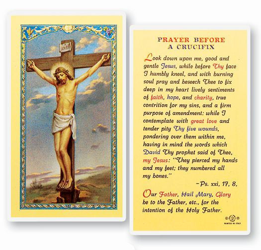 Prayer Before A Crucifix Holy Card