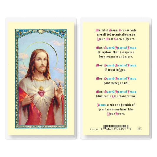 The Sacred Heart Of Jesus Laminated Holy Card