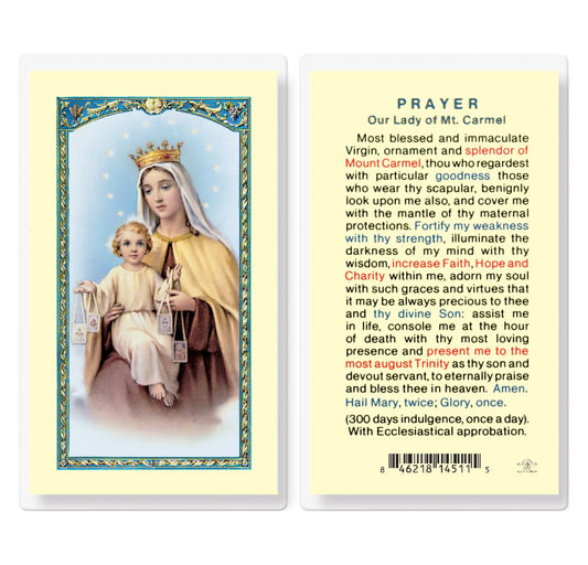 Prayer to Our Lady of Mt. Carmel Holy Card