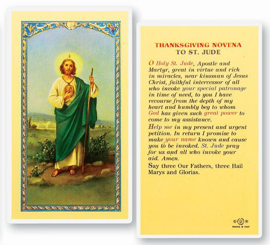 Thanksgiving Novena - Saint Jude Holy Card