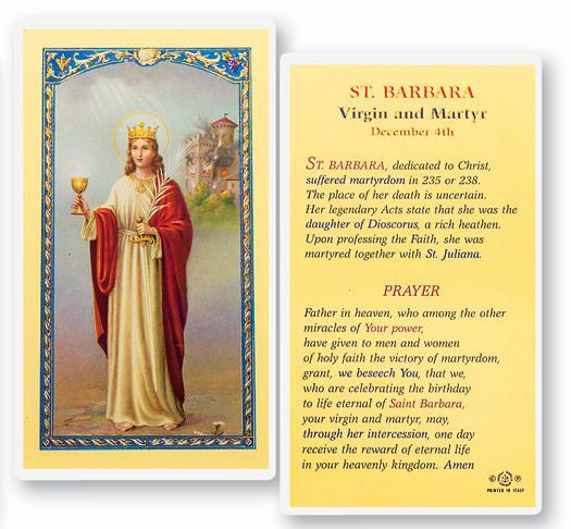 Saint Barbara Holy Card