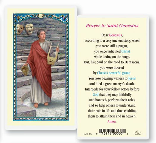 Saint Genesius Holy Card