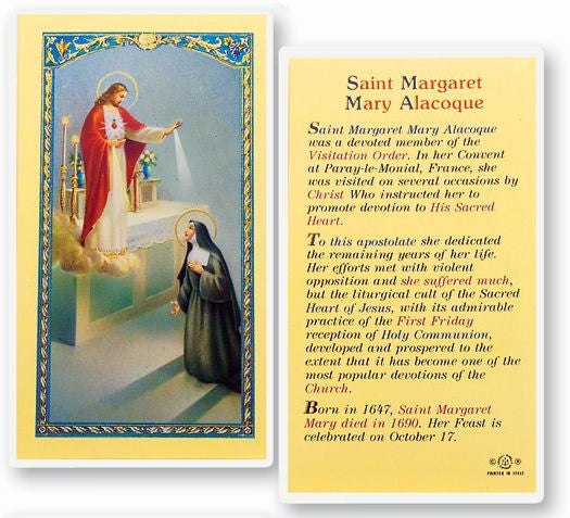 St. Margaret Mary Alacoque - Bio Holy Card