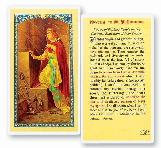 Novena To Saint Philomena Holy Card