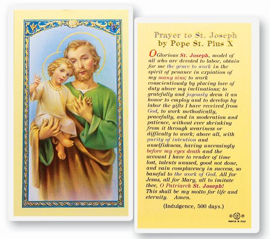 Prayer to St. Joseph by Pope Pius X Holy Card – Joseph's Inspirational