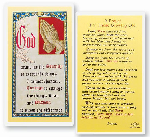 Prayer For Those Growing Old Holy Card