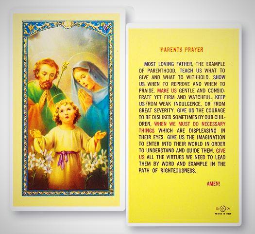 Parents Prayer Holy Card