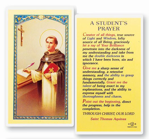 Student's Prayer - Saint Thomas Holy Card