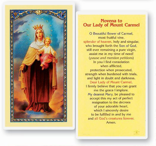 Novena To Our Lady Of Mt Carmel Holy Card