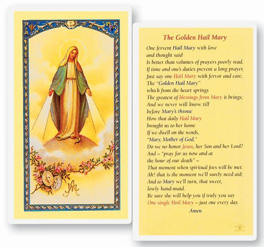 The Golden Hail Mary Holy Card