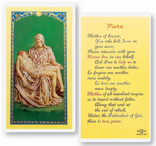 Pieta - Mother Of Sorrow Holy Card