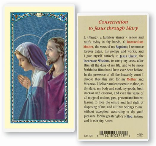 Consecration To Jesus Through Mary Laminated Holy Card