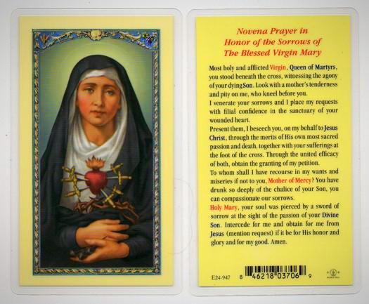 Seven Sorrows Holy Card – Joseph's Inspirational