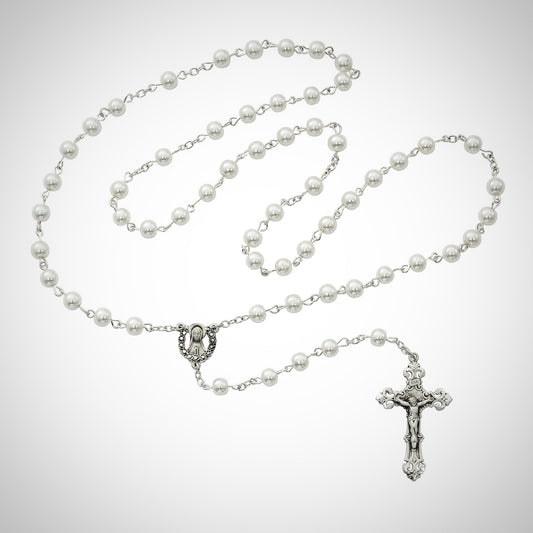 Pearl Madonna Rosary Boxed