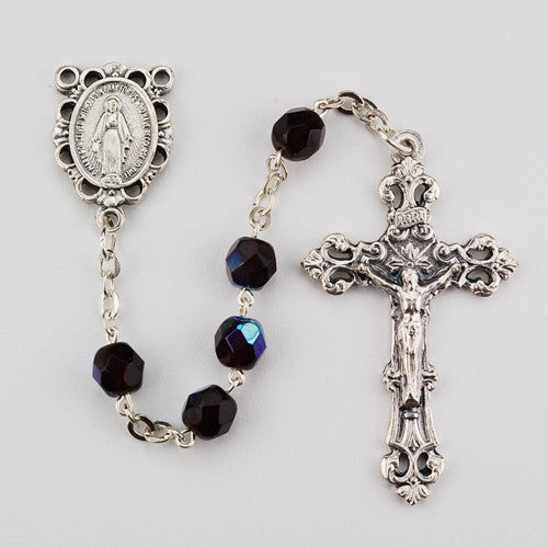 Dark Red Glass January Rosary Boxed