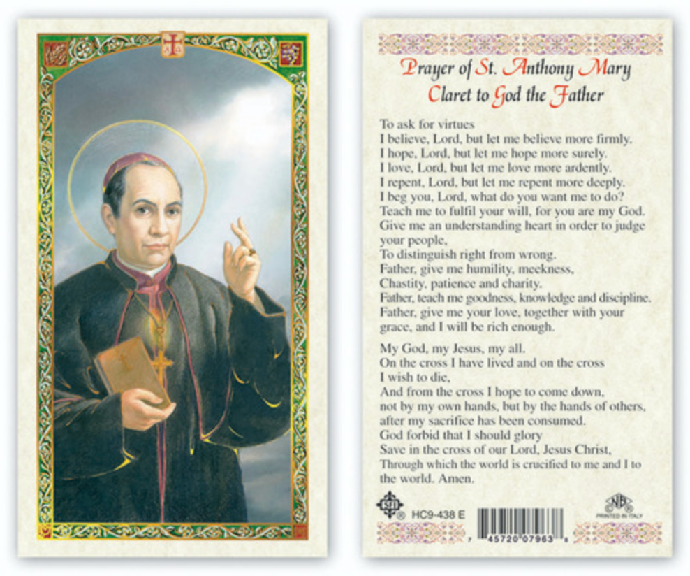 Saint Anthony Mary Claret Holy Card